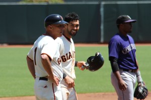Angel is all smiles after stealing third.