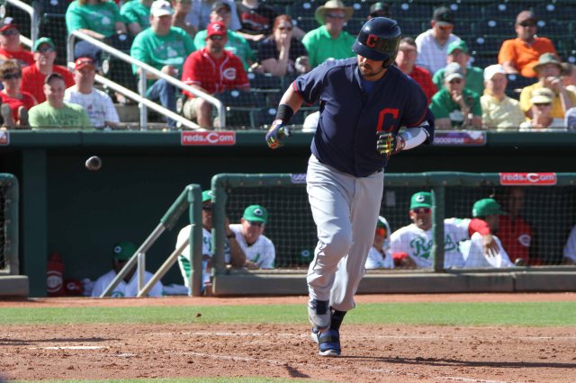 Cleveland Indians first baseman Nick Swisher takes a walk in Spring Training, March 17, 2014.