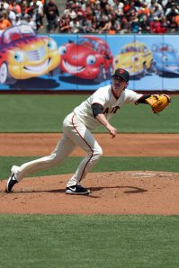San Francisco Giants pitcher Tim Lincecum on the mound at AT&t Park. April 26, 2014