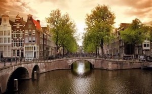 Row of canal houses in Amsterdam, The Netherlands